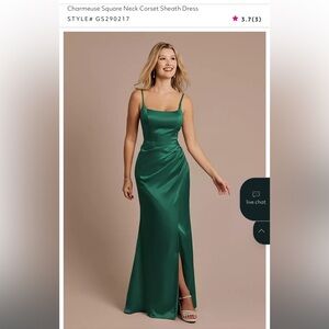 David's Bridal Charmeuse Green Maxi Dress